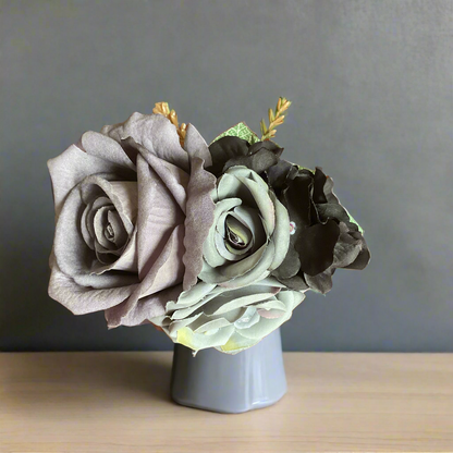 GEMMA - hair flower cluster - grey & black