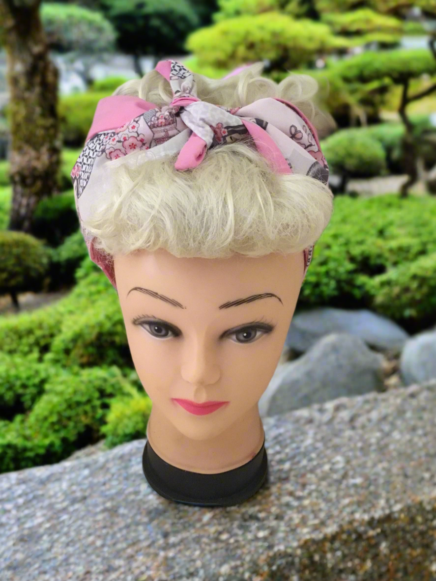 JAPANESE Doll - vintage inspired do-rag - pink