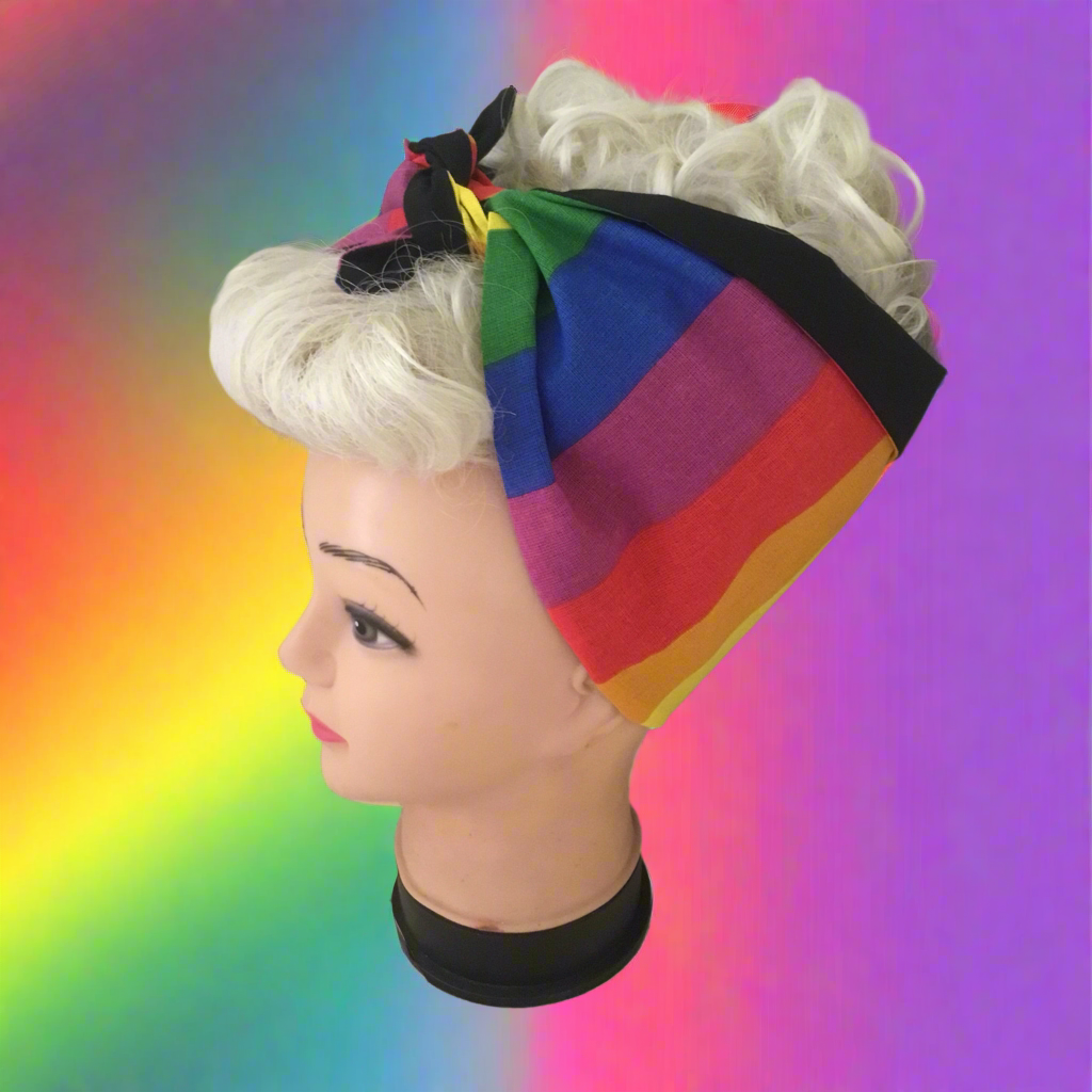 RAINBOW wide stripe - Vintage inspired do-rag  🌈  - pride