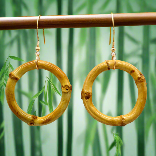 Bamboo hoop earrings - natural