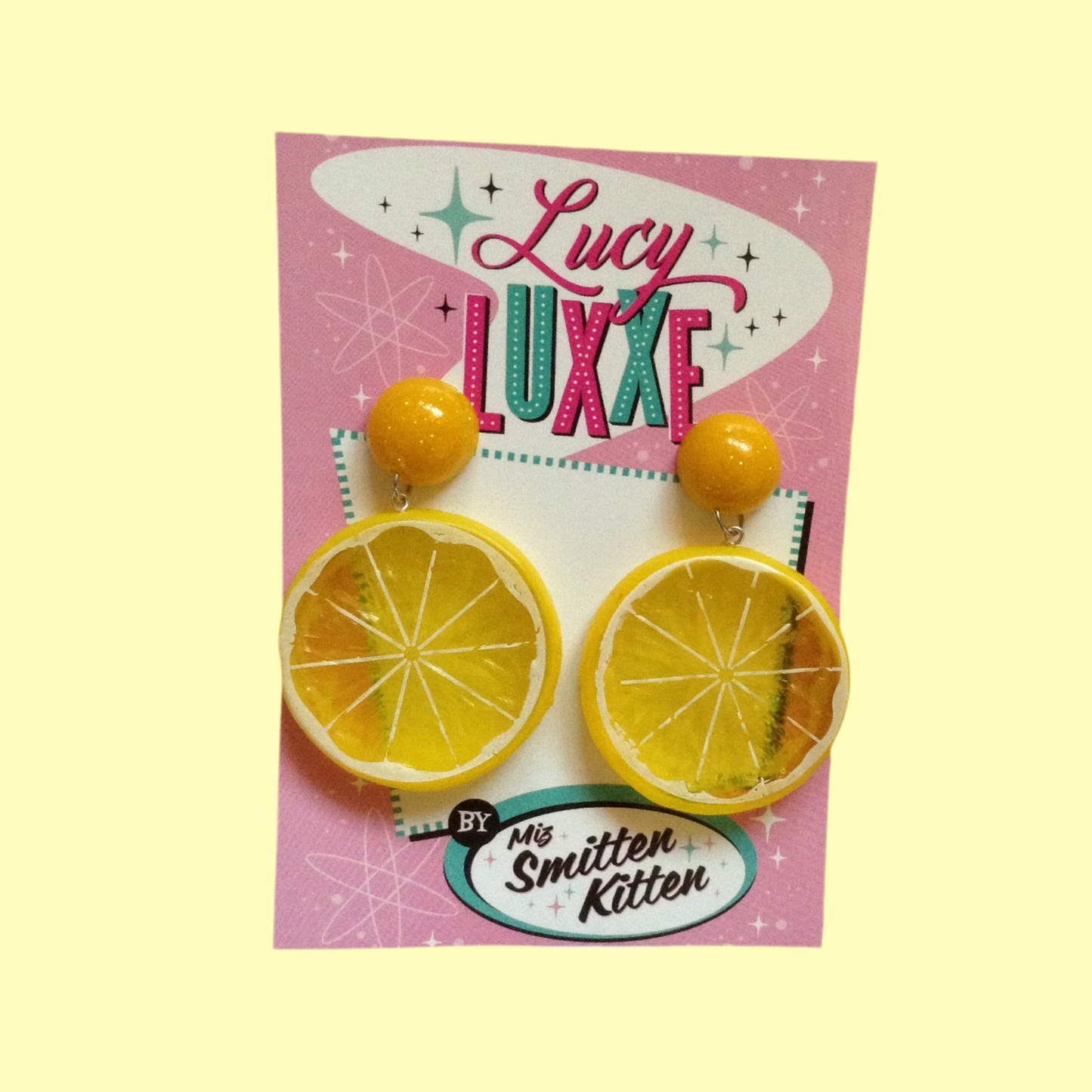 TUTTI FRUITTI  - Lemon fruit slice earrings with resin dome