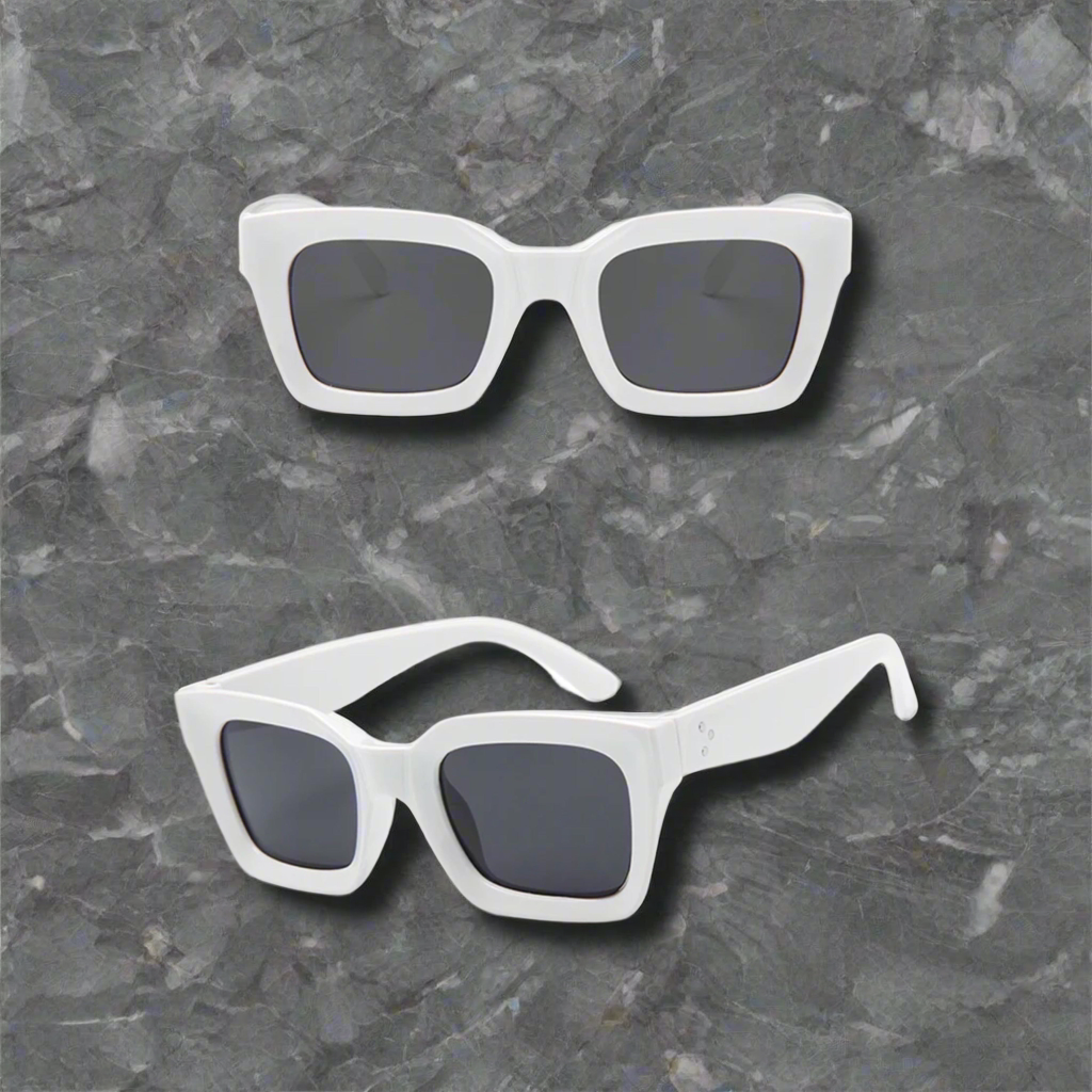 Retro square frame sunglasses WHITE mizsmittenkitten