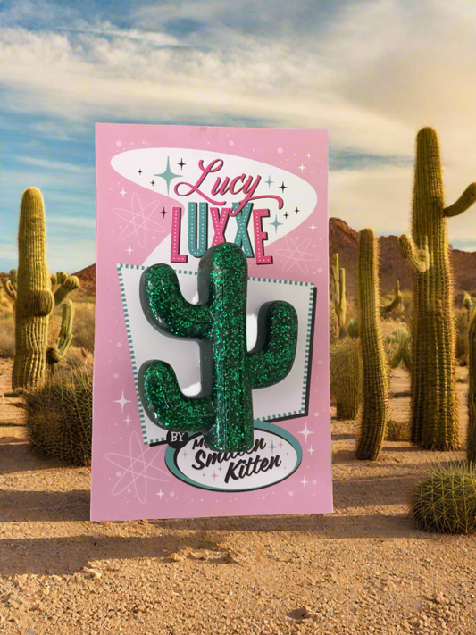 SOUTH OF THE BORDER - desert cactus 🌵brooch - green glitter