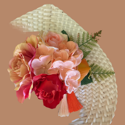 COLETTE - large bespoke hair flower cluster with tassels - shades of orange