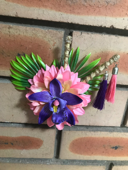 ALANI - tropical hair flower - pink & purple