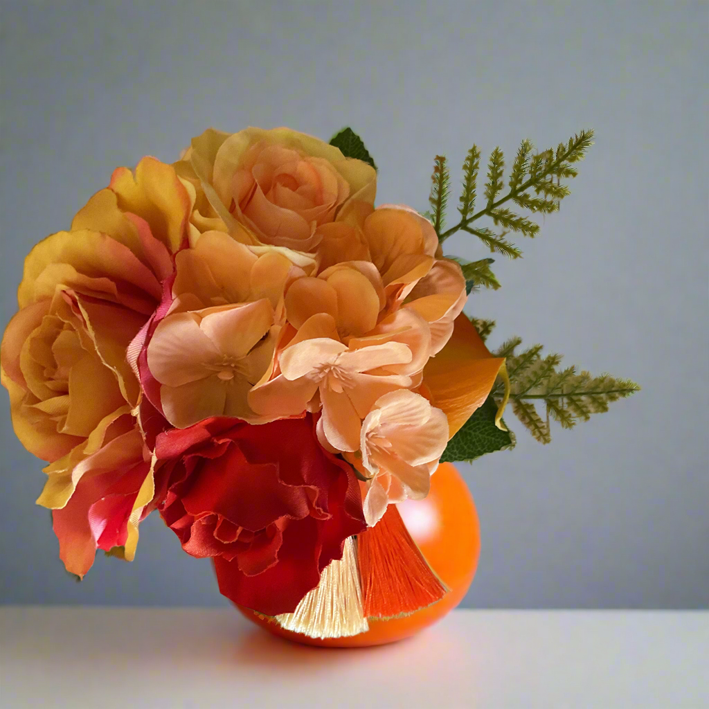 COLETTE - large bespoke hair flower cluster with tassels - shades of orange