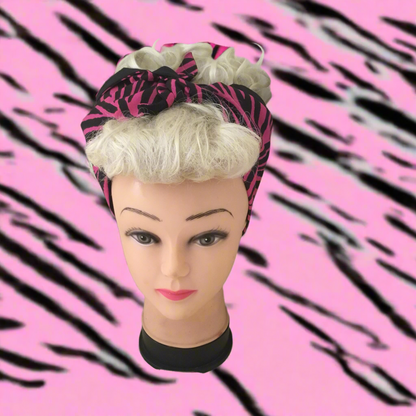 HOT PINK ZEBRA - vintage inspired do-rag