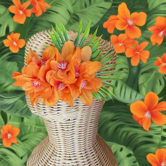 LEHUA - Tropical Arabian Jasmine cluster hair flower - Orange