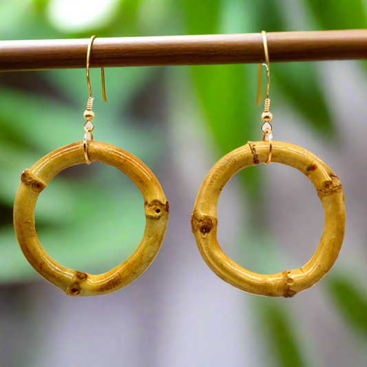 Bamboo hoop earrings - natural