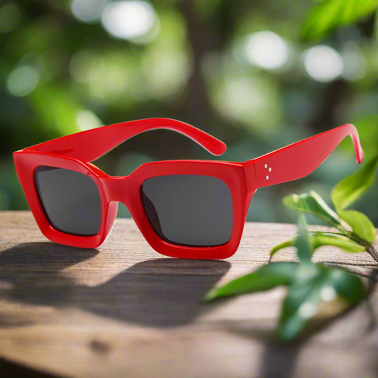 Retro square frame sunglasses - RED