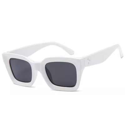 Retro square frame sunglasses - WHITE