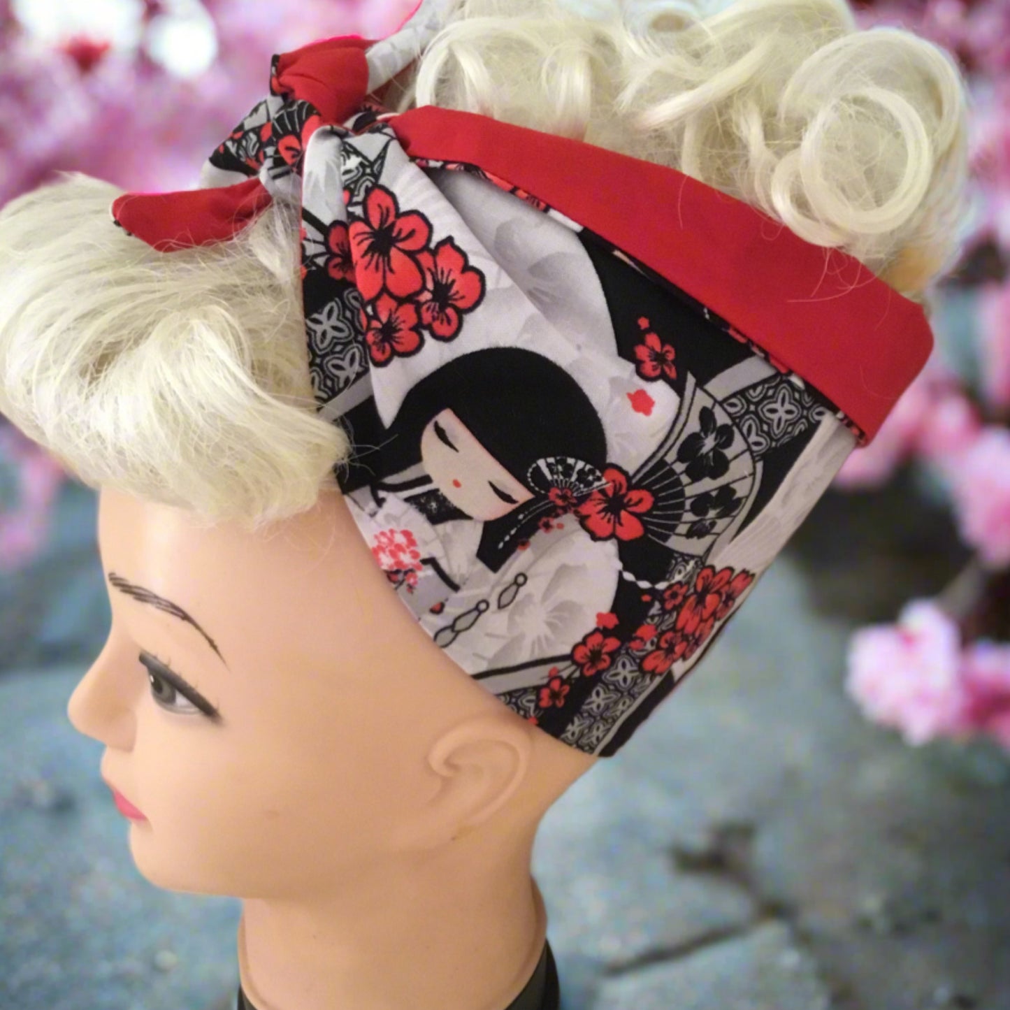 JAPANESE DOLL - vintage inspired do-rag - black