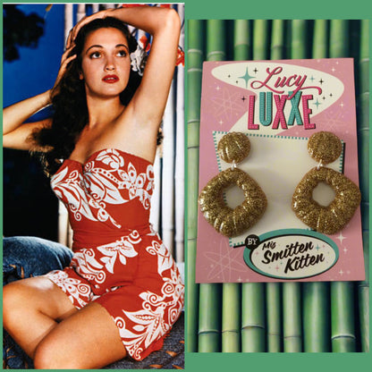 DOROTHY - bamboo style hoop earrings - gold glitter