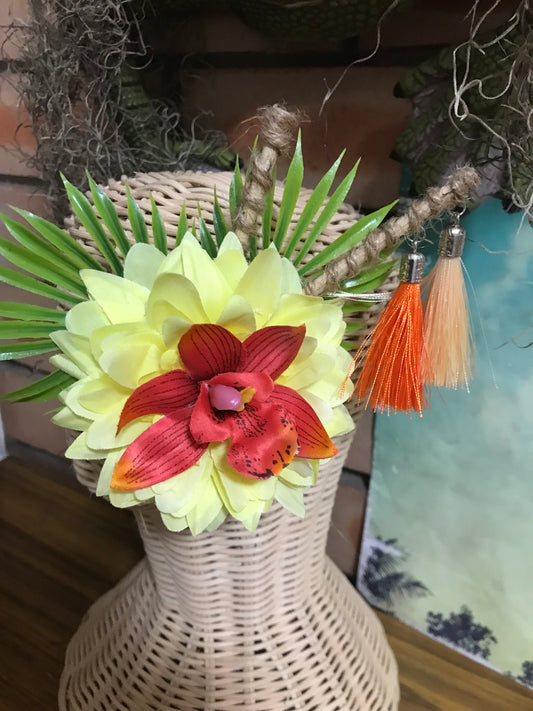 ALANI - tropical hair flower - yellow & orange