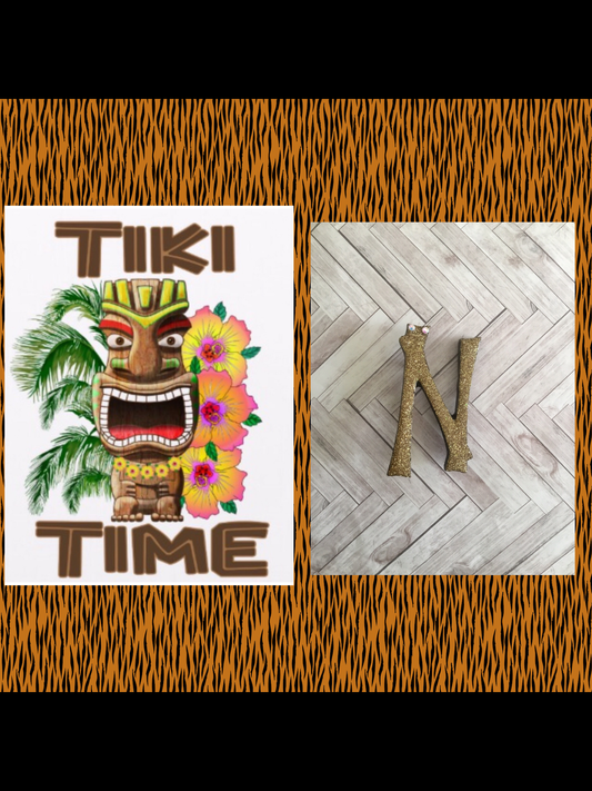 N - TIKI font initial brooch , exclusive design - various colours