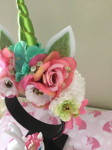 UNICORN 🦄 - flower crown handmade - Green horn