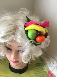 LEILANI - Pink hibiscus  / Fruit cluster hairpiece