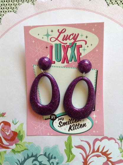 BIG BETTY - purple glitter hoops