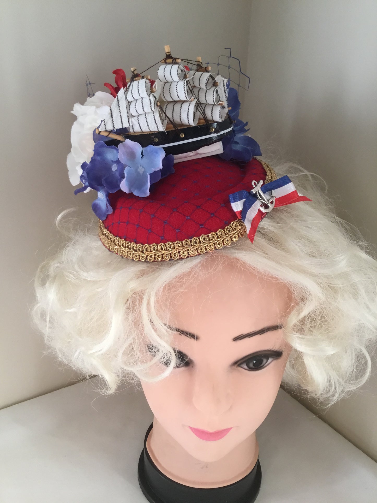 SHIP AHOY - nautical inspired fascinator/ pillbox hat