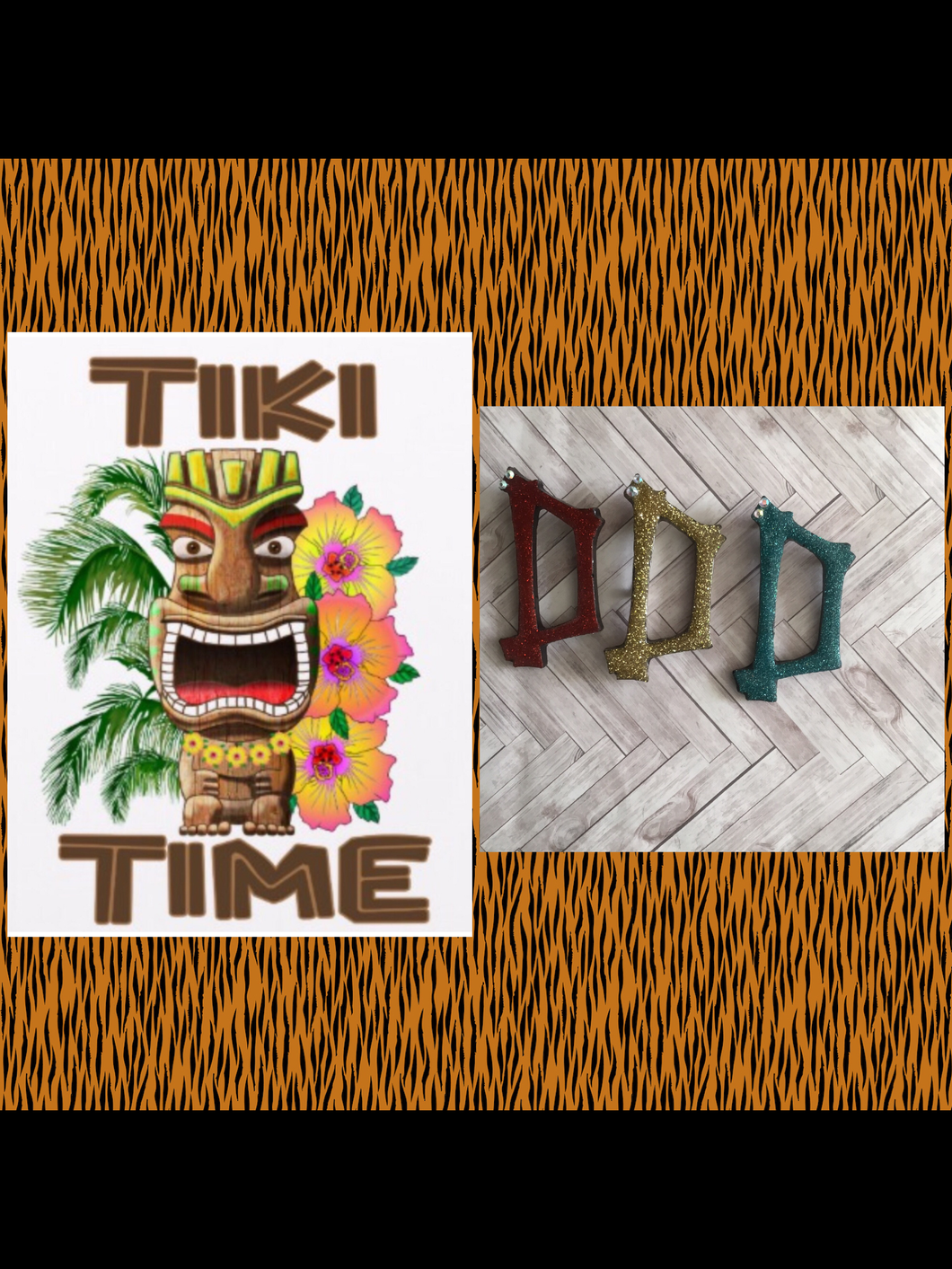 D - TIKI font initial brooch , exclusive design - various colours