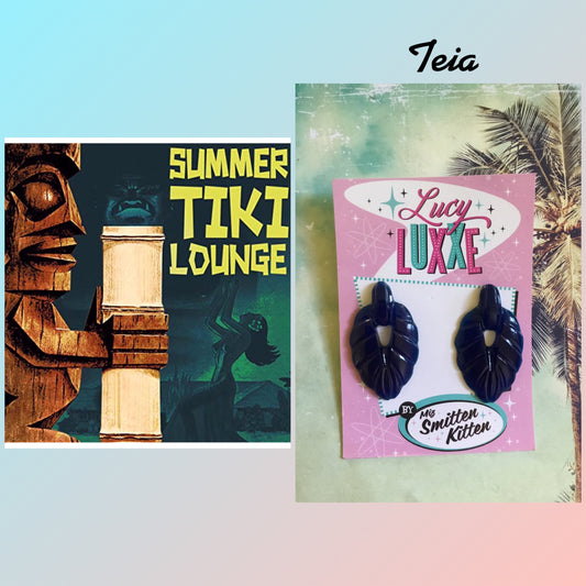 TEIA - tiki lounge earrings - Dark blue