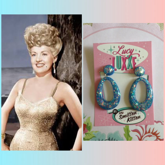 BIG BETTY - dark blue confetti lucite hoops