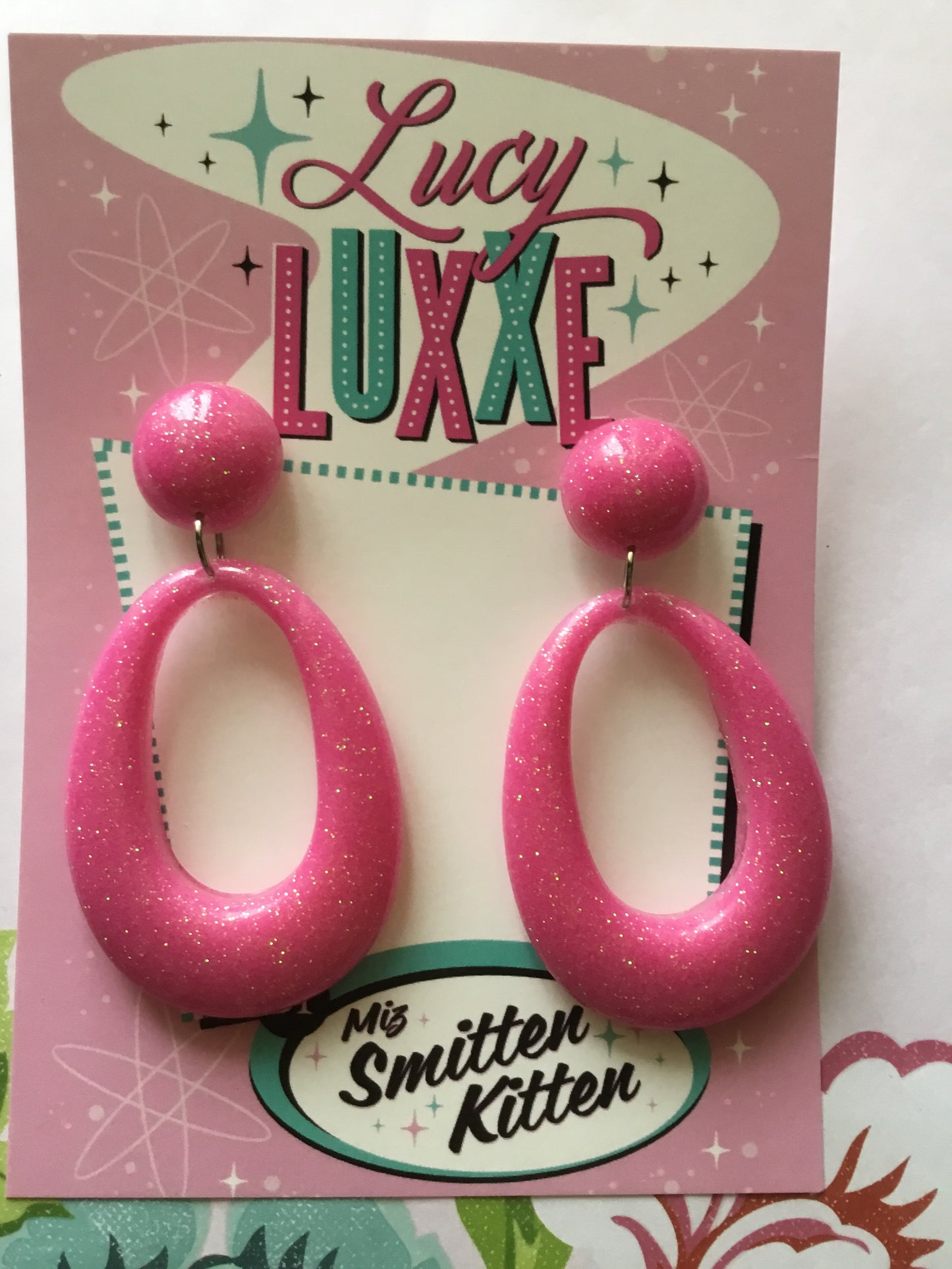 BIG BETTY - bubblegum pink glitter hoops