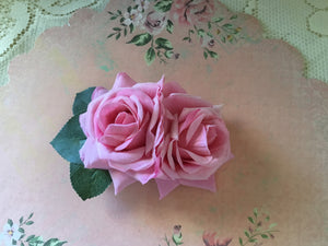 Beautiful double flocked rose clips - various colours
