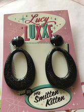 Load image into Gallery viewer, BIG BETTY - black glitter hoops
