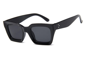 Retro square frame sunglasses - BLACK