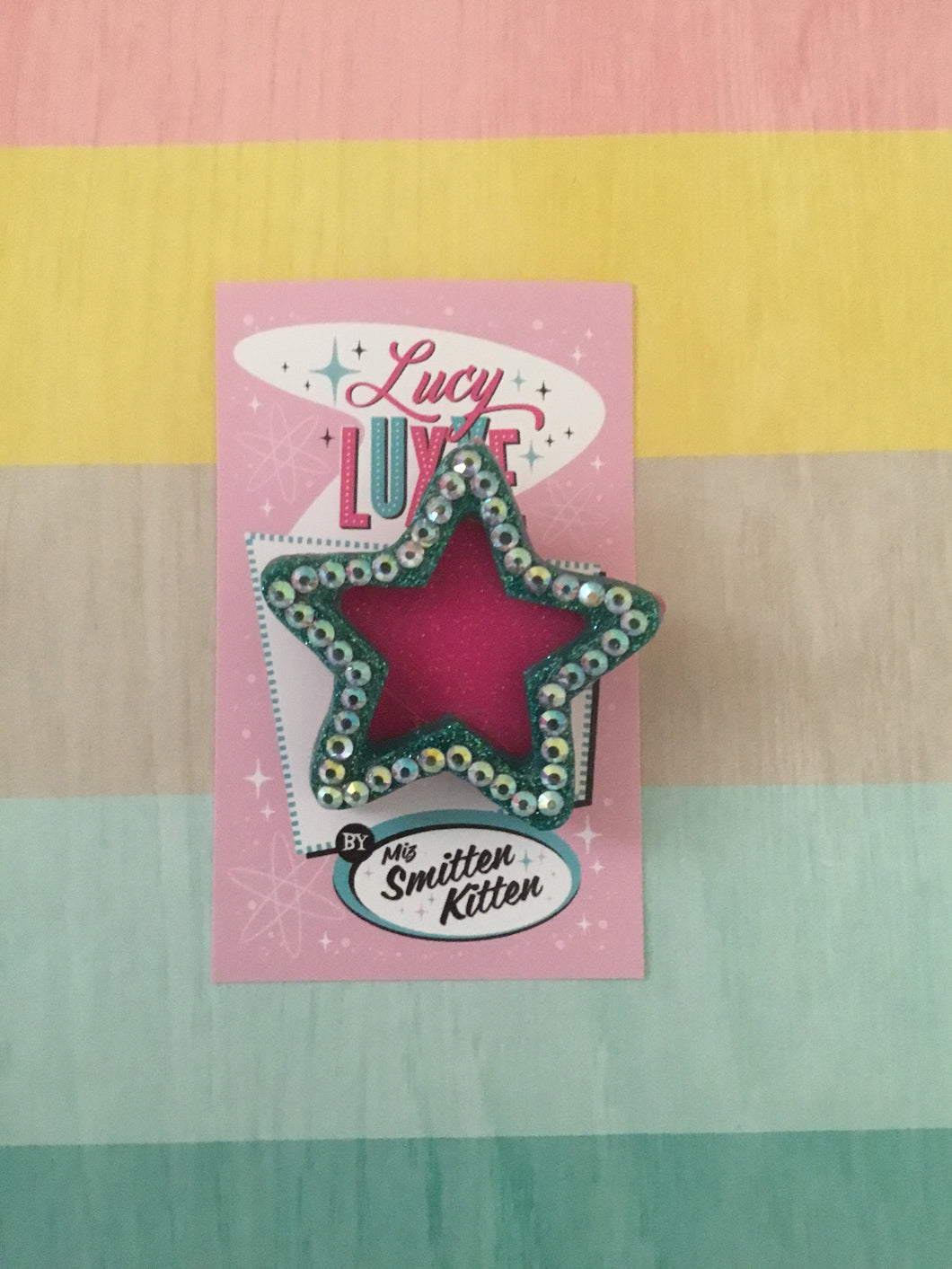 SHOOTING STAR - star brooch - teal / hot pink