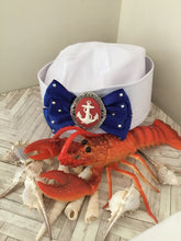 Load image into Gallery viewer, AHOY SAILOR ⚓️ doughboy sailor  hat - blue bow
