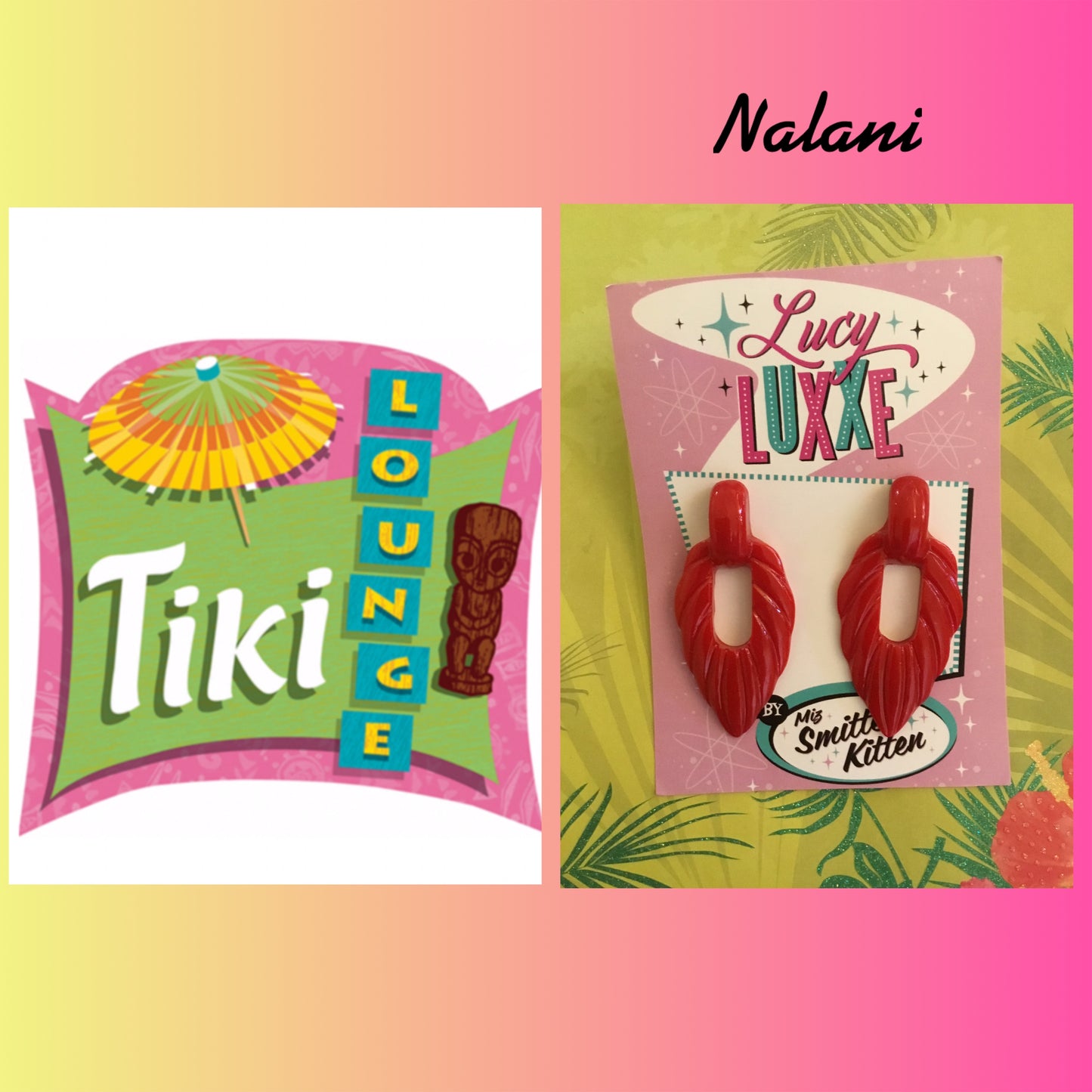 NALANI - tiki lounge earrings - Red