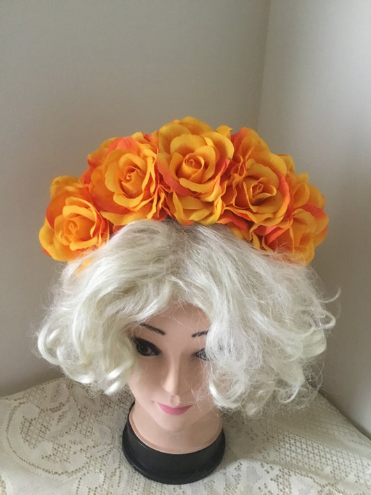 FRIDA - rose flowercrown  - Burnt yellow