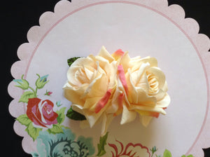 ROSIE - double velvet rose comb - Peach