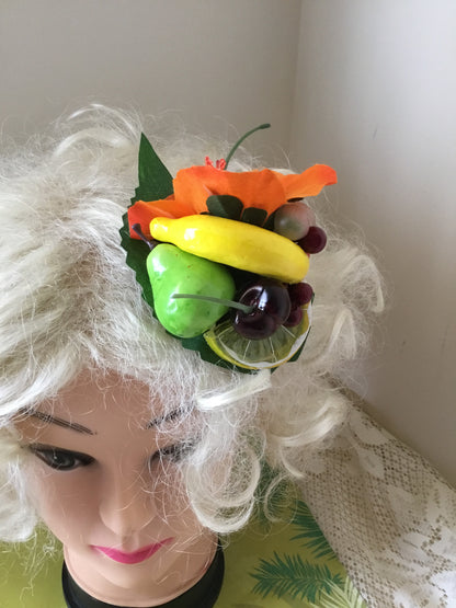 LEILANI - Orange hibiscus  / Fruit cluster hairpiece