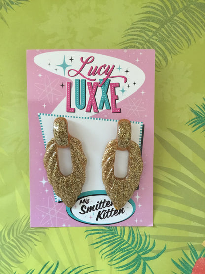 NALANI - tiki lounge earrings - Gold glitter