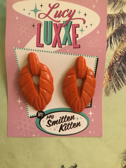 TEIA - tiki lounge earrings - Burnt Orange