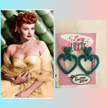 Load image into Gallery viewer, LUCILLE - love yourself heart earrings / bow - TEAL
