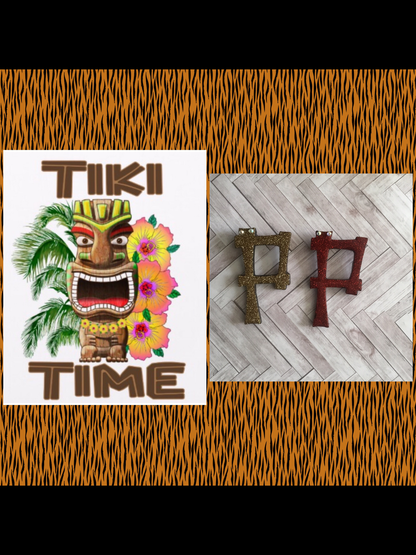 P - TIKI font initial brooch , exclusive design - various colours