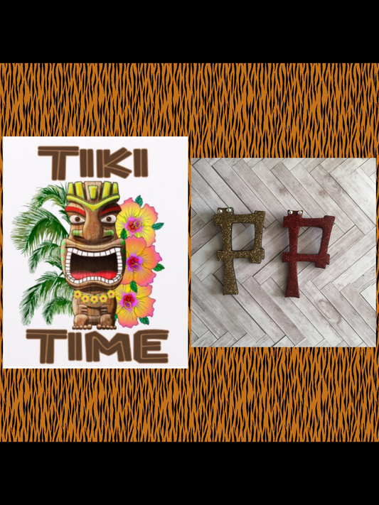 P - TIKI font initial brooch , exclusive design - various colours