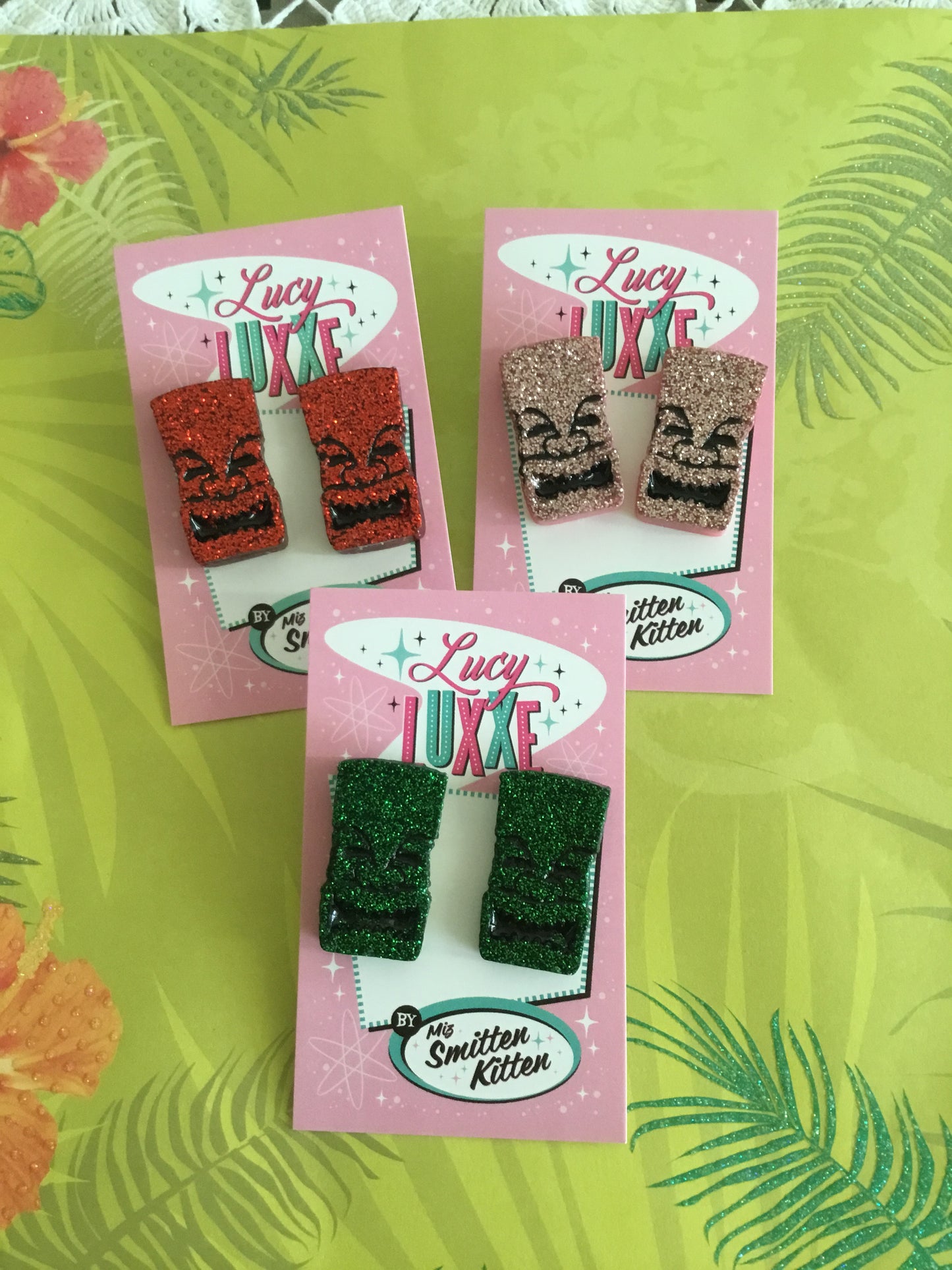 TIKI TIME - tiki earrings - various colours