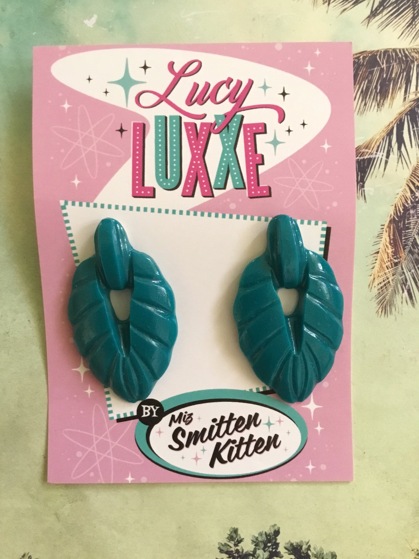 TEIA - Tiki lounge earrings - Teal