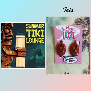 TEIA - tiki lounge earrings - Red glitter