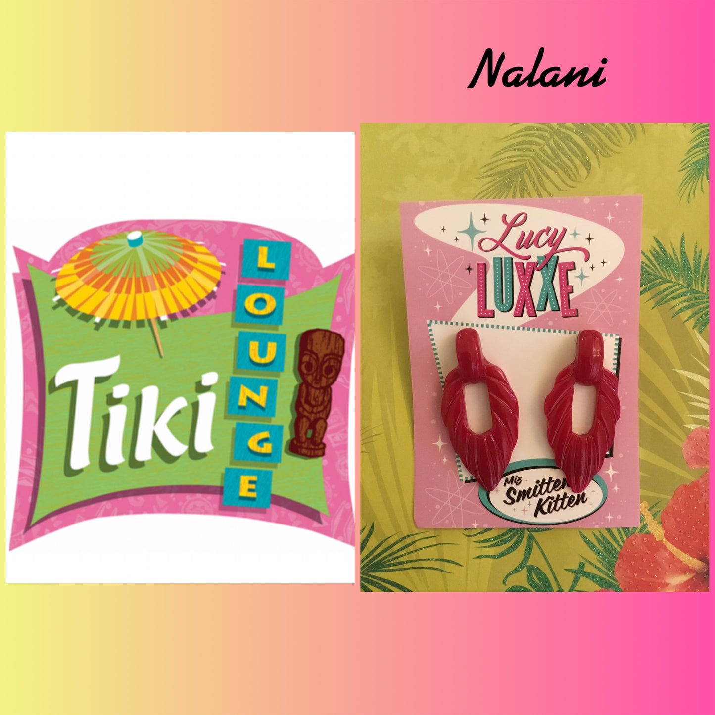 NALANI - tiki lounge earrings - Magenta