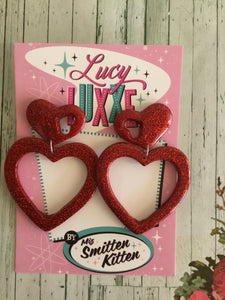 BRIGITTE - hold my heart hoop earrings - red