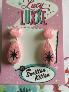 BREE - confetti lucite atomic starburst earrings - pink