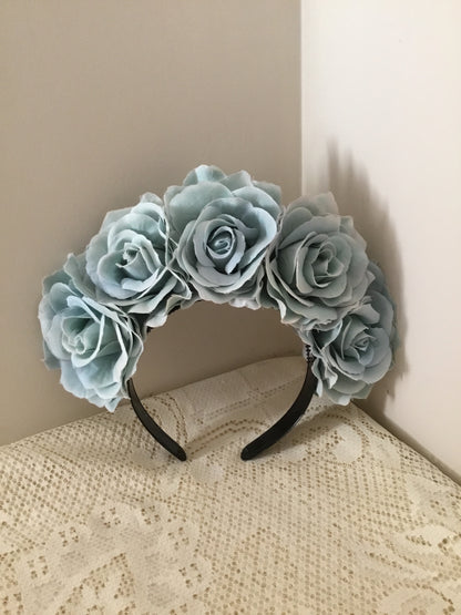 FRIDA - rose flowercrown  - eggshell blue