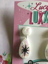 Load image into Gallery viewer, BREE - confetti lucite atomic starburst earrings - white

