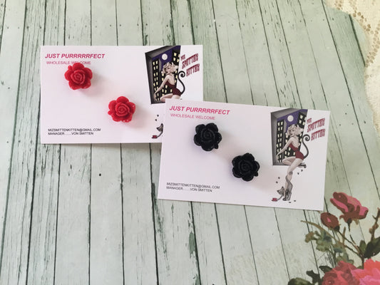 CUTE ROSE - earrings - black or red